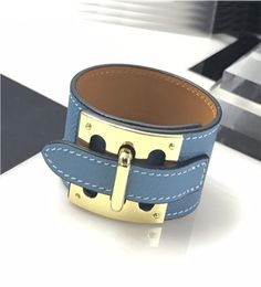 2020 New Fashion Stainless Steel Really Leather H Letter Bangles For Women Mans Punk Rock Golden Brand Gold Jewellery For Women1541962