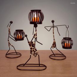 Candle Holders Retro Iron Art People Candlestick Romantic Metal Stand Candleholder Tea Light Holder Home Table Decoration