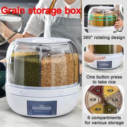 Storage Bottles 360° Rotate Whole Grain Container Food Dispenser 6 In 1 6-Grid Rice Moistureproof Box Kitchen Supplies