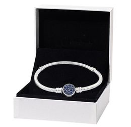 Womens Classic 925 Sterling Silver Bracelets Fit Beads Charms Blue Buckle Top Quality Bone Chain Bracelet Luxury Designer Lady Gift With Original Box9589542