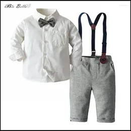 Clothing Sets Children Boys Spring Autumn Gentlemen Clothes Kids Wedding Birthday For 1-6 Yrs Child Outfits Belt Fashion Costume Xmas