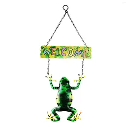 Decorative Figurines Top Sale Iron -frog Shape Door Sign Hanging Decorations Welcome Funny Wind Chimes Wall Gardening Decor Pendant Drop