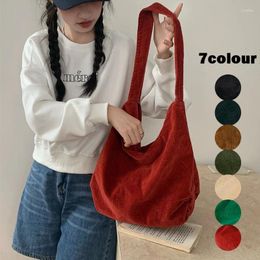 Bag Shoulder Corduroy Literary Women's Japanese And Korean Vintage Wash Water Large Capacity Minimalist