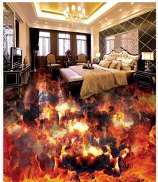 Wallpapers Modern Sticker 3D Floor Stone Burning Fire Bathroom Living Room Non-slip Waterproof Self-adhesive PVC Wallpaper