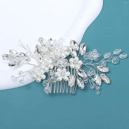 Hair Clips Fashion Comb Bride Tiaras For Women Rhinestone Alloy Hairpin Forks Charming Beads Crown Elegant Wedding Jewelry