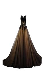 2018 New Sexy Gorgeous Sweetheart Black Tulle Gold Lace Corset Ball Gown Quinceanera Dresses Sweet 16 Prom Party Prom Gown1336080