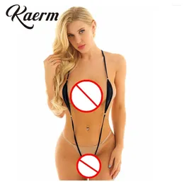 Women's Swimwear Woman's Sexy Micro One Piece Swimsuit Shiny Mini Bra Crotchless Y Band Sling S Monokini Extrem Brazil Bikini Teddy Bodysuit