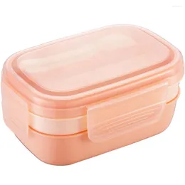 Dinnerware Lunch Box 3 Layers All-In-One Bento With Utensil Set Leak-Proof For Dining Out Work Picnic Pink