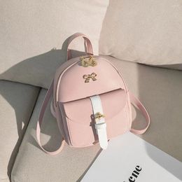 School Bags Women's Mini Backpack Luxury PU Leather Cute Graceful Bagpack Small For Girls Bow-knot Leaf Zipper