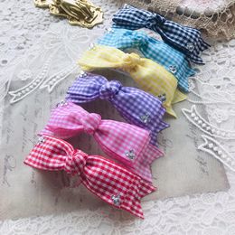 Dog Apparel Pet Puppy Grooming Accessoires Handmade Plaid Bow Hair Clip Teddy Yorkshire Maltzese Shih Tie Hoop