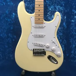 Pegs Strat Electric Guitar Cream Yellow Color Basswood Body Maple Fingerboard Sier Hardware High Quality Free Shipping