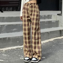 Women's Pants Woven Womens Sweatpants Outdoor Comfortable Fashionable Plaid High Waisted Slimming Straight Leg With