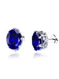 Stud Real 925 Sterling Silver Flower Earrings For Women Round Sapphire Small Fine Jewelry Carve Brincos2013592