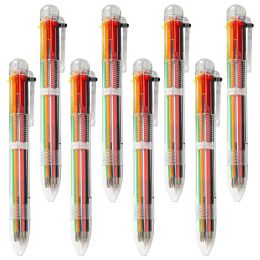 Pens 10Pcs 6 Colours In 1 Transparent Fashion Multi Function Ballpoint pen Ball Pen School Office Supply Gift Pen