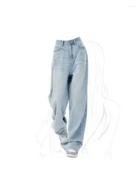 Women's Jeans Women Light Blue Baggy High Waist Streetwear Vintage 90s Y2k Straight Harajuku Denim Trouser Korean Wide Leg Cowboy Pants