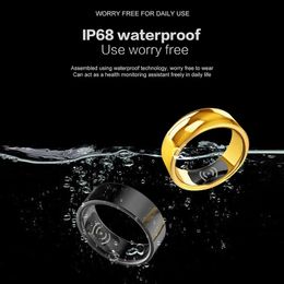 Health Monitor Smart Ring for Men Women Thermometer Blood Pressure Heart Rate Sleep Monitor IP68 Waterproof Ring for iOS Android