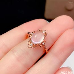 Cluster Rings KJJEAXCMY Fine Jewellery 925 Sterling Silver Inlaid Natural Rose Quartz Women Vintage Elegant Oval Adjustable Gem Ring Support