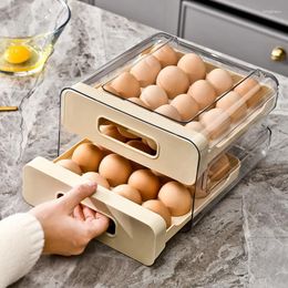 Storage Bottles Refrigerator 2-Layer Egg Organiser Holder Drawer Type Stackable Large Capacity Bins Clear Plastic Rack