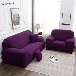 Chair Covers YMJTEX Solid Colour Sofa Slipcover For Living Room Adjustable Elastic Polyester Spandex 1/2/3/4 Seaters Couch Free