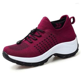 Casual Shoes 2024 S Women's Walking Fashion Sock Sneakers Breathe Comfortable Nursing Platform Loafers Non-Slip