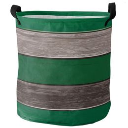 Laundry Bags Vintage Farm Wood Grain Forest Green Foldable Basket Large Capacity Waterproof Storage Organizer Kid Toy Bag
