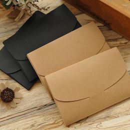 Gift Wrap 10pcs Black Kraft Paper Cardboard Envelope Bag Wedding Invitation Cards Packaging Box Po Postcard & Window