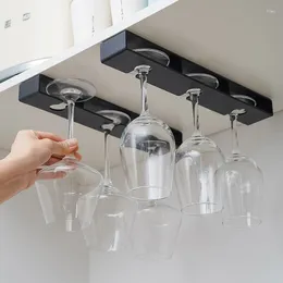 Kitchen Storage Hanging Stemware Rack Inverted Drainage Home Wine Glasses No Drill Screws Living Room Glass Holder