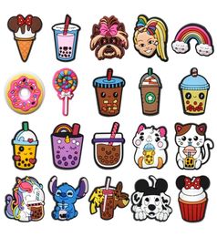 MOQ 100pcs jibz coffee beverages shoes charms DIY cute Bubble tea Accessories shoe buckle fit Decorations girls kids gifts6768258