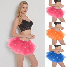 Skirts LED Light Sparkling Women Tulle Skirt Short Tutu Mini Adult Fancy Ballet Dancewear Party Costume Solid Ball Gown