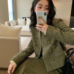 Women's Jackets Clothes Luxury Chic Tweed Woollen Double Breasted Small Fragrance Coat Causal Jacket Casaco Outwear