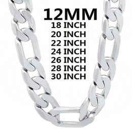 Chains Solid 925 Sterling Silver Necklace For Men Classic 12MM Cuban Chain 1830 Inches Charm High Quality Fashion Jewellery Wedding3279518