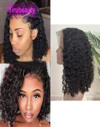 Brazilian Virgin Hair Water Wave 13X4 Lace Front Bob Wig Human Hair Natural Colour Curly 1018inch3307930