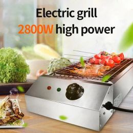 Pots 2800W Electric Stainless Steel Barbecue Oven Household Electric Pan Light Oil Smokeless Barbecue Pot Multifunctional BBQ Oven