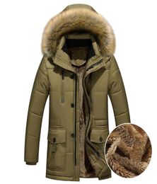 Men039s Down Parkas Trench Coat Mens Overcoat Thick Warm Parka Men Fleece Fur Hood Winter Jacket Cargo Mediumlong4655223