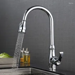 Kitchen Faucets Top Quality Single Level Solid Brass Sink With Pull Down Sprayer And Cold Water Mixer Faucet Tap