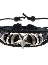 Soul Collision Five-Pointed Star Beaded Cowhide Design Bracelet Personalised Braided Student Jewellery Adjustable Leather Bracelet Complex