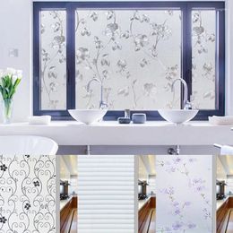 Window Stickers 3D Matte Film Floral Stained Glass Decorative PVC Sticker Privacy Frosted Self Adhesive Decal