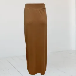 Skirts Women Midi Skirt Side Slit Design Elegant Office Lady High Waist Slim Fit Split Hem For Workwear