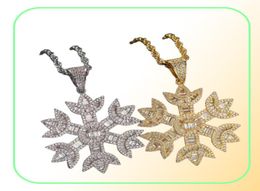 iced out snowflake pendant necklaces men luxury designer mens bling diamond snowflakes pendants gold silver flower necklace jewelr9502094