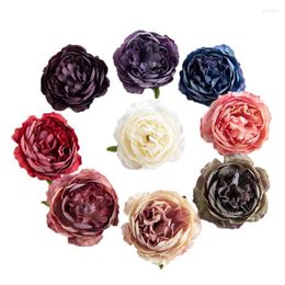 Decorative Flowers 10Pcs Artificial Wedding Party Scrapbooking Christmas Wreaths Headdress Home Decortion Diy Silk Peony Bridal Accessories