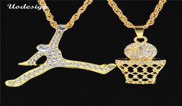 Uodesign Hip Hop Iced Out Bling Full Rhinestone Number 23 Sports Man Pendants Necklaces Gold Colour Necklace for Men Jewelry41817987001635