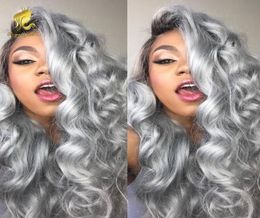 8A Grade Hair Wig Brazilian Glueless Full Lace Wigs 1b Grey Ombre Body Wave Human Hair Lace Front Wigs Black Women3081223