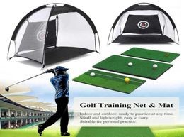 Indoor Foldable Golf Hitting Cage Practice Net Trainer Training Aid Mat Driver Iron Garden Grassland Golf Training Equipment1280702185320