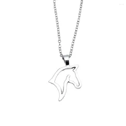 Pendant Necklaces 1pcs Hollow Horse Head Charms Necklace For Women Findings Jewellery Handmade Chain Length 43 5cm