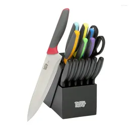 Dinnerware Sets Piece Stainless Steel Block Knife Cutlery Set Multicolor