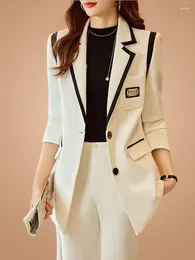 Women's Two Piece Pants Solid Colour Fashionable Lapel Temperament Single Breasted Long Sleeve Blazer Or 2pcs Business Elegant Chic Clothes