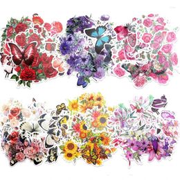 Gift Wrap 300 PCS Butterfly And Flower Stickers Self-Adhesive DIY Resin Clear Waterproof PET Retro Scrapbook Sticker