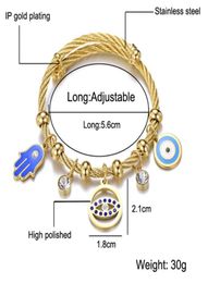 2021 Fashion Blue Eyes Evil Eye Stainless Steel Gold Men and Women Friendship Couple Bracelet Turkey Middle East Charm Charming Br9148438