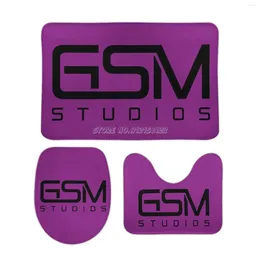 Bath Mats GSM Studio Logo 3pcs Bathroom Set Rug Non-slip Mat Coral Velvet Floor Toilet Room Carpet Rugs Mu