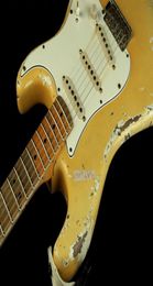 Custom Masterbuilt Yngwie Malmsteen Play Loud Tribute Heavy Relic Cream Cover White ST Electric Guitar Scalloped Fingerboard Big 5673609